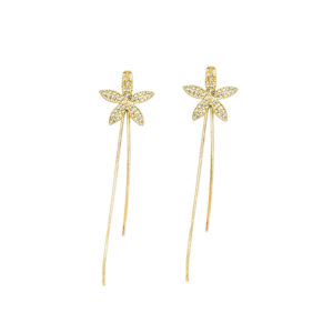 Temperament diamond five-petal flower earrings 2021 new personality long tassel earrings